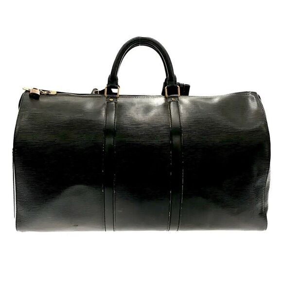 LOUIS VUITTON Black Epi KeepAll LV50 Boston Weekend Travel Bag Duffle VI8911 - Picture 2 of 16